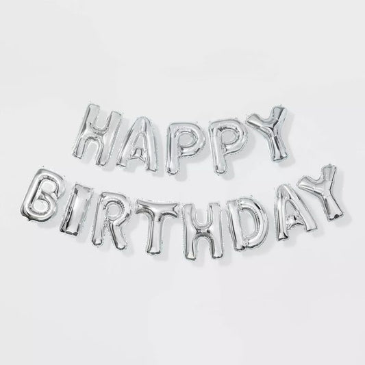 Happy Birthday Foil Balloons silver