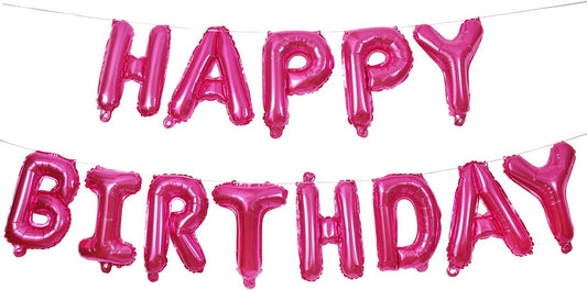 Happy Birthday Foil Balloons hot pink